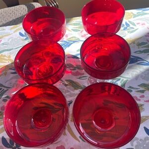 Set of 3 Vintage hand blown Red Glass margaritas glasses